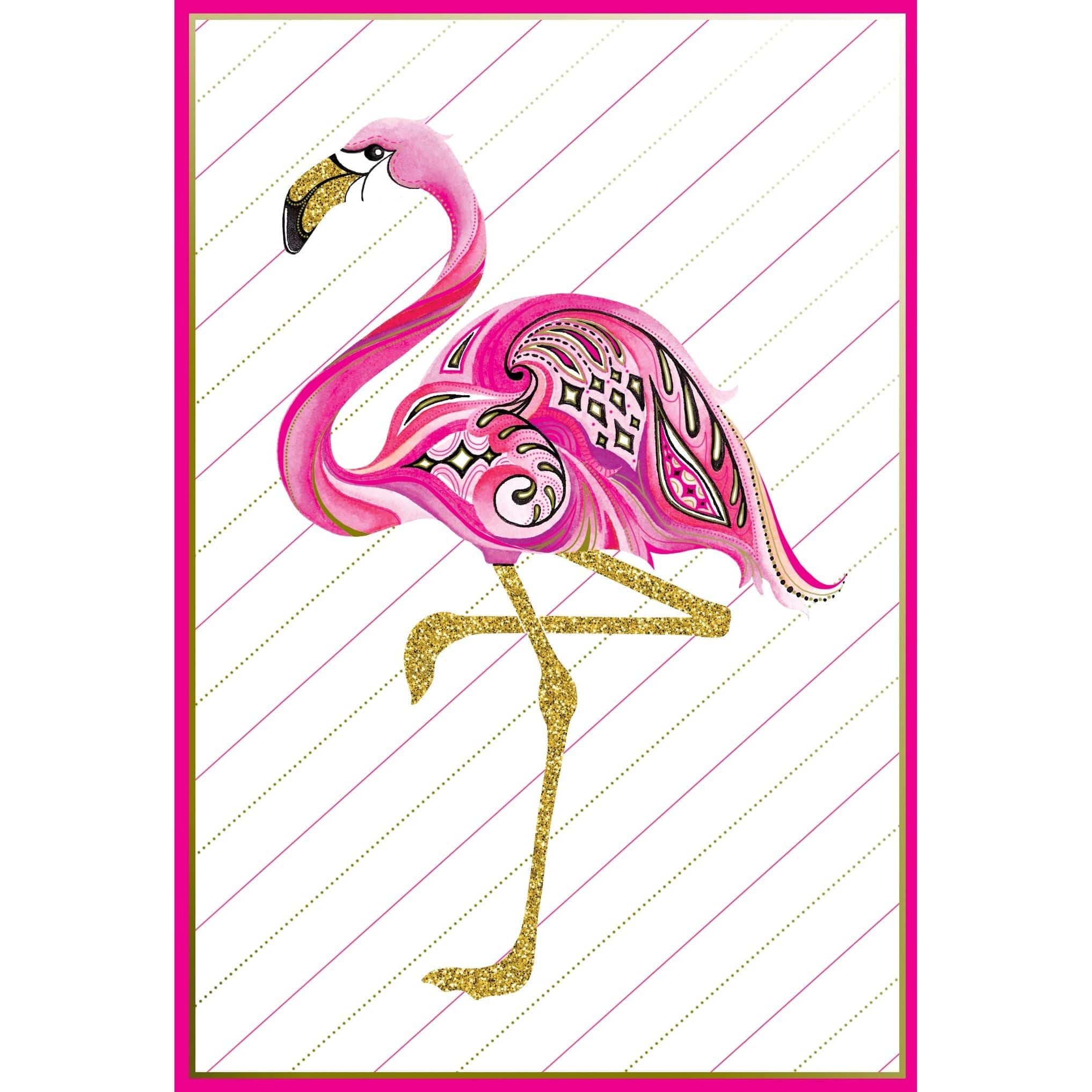 Pink flamingo birthday card from Pictura's everyday card collection, featuring colorful flamingo illustration and cheerful design.